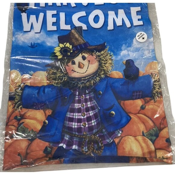 Scarecrow Fall Garden Flag Halloween Party Decor Pumpkin Black Bird Farm Rustic - Picture 5 of 5